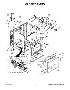 Cabinet Parts 2 Diagram and Parts List for MGD4500MW0  Maytag Dryer