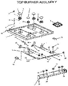 Top Burner Assembly Diagram and Parts List for RMS363UW, UL-P1142380NW,L Amana Range