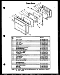 OVEN DOOR Diagram and Parts List for FDO162  Amana Microwave