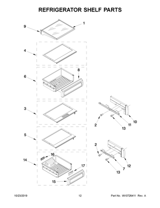 Refrigerator Shelf Parts Diagram and Parts List for JS48NXFXDW10  Maytag Refrigerator