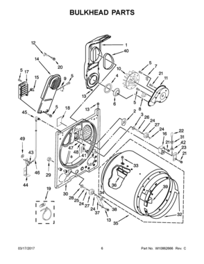 04 - BULKHEAD PARTS Diagram and Parts List for YMEDB755DW2  Maytag Dryer
