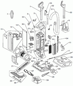 Diagram Diagram and Parts List for CH54113  Hoover Upright Vacuum