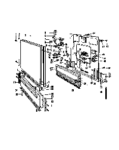Door Details Diagram and Parts List for DCR-225-1C-OM  Caloric Dishwasher
