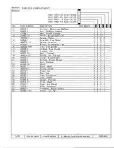 Freezer Compartment Page 2 Diagram and Parts List for 19824-0C  Admiral Refrigerator