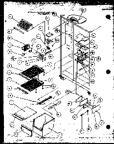 Freezer Shelving And Refrigerator Light Diagram and Parts List for SZDE27MPL-P1124403WL  Amana Refrigerator