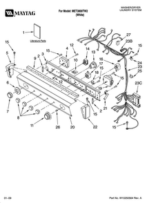 Washer/dryer Control Panel Parts Diagram and Parts List for MET3800TW2  Maytag Washer Dryer Combo