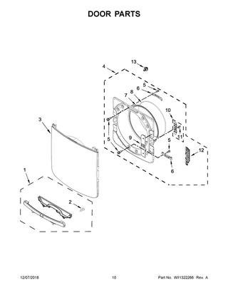Door Parts Diagram and Parts List for MGD5630HC0  Maytag Dryer