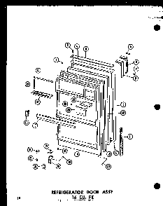 Refrigerator Door Assy 16 Cu. Ft. Diagram and Parts List for TC18B-P73500-7W  Amana Refrigerator
