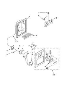 Dispenser Front Parts Diagram and Parts List for MSD2572VES01  Maytag Refrigerator