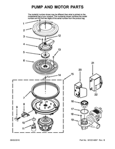 Pump And Motor Parts Diagram and Parts List for JDB1255AWB2  Jenn-Air Dishwasher