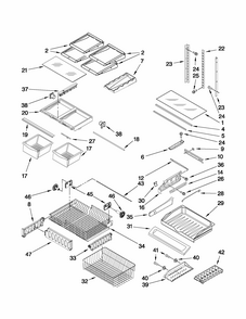 Shelf Parts Diagram and Parts List for G37025PEAS5  Maytag Refrigerator