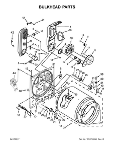 Bulkhead Parts Diagram and Parts List for MGDB755DW0  Maytag Dryer