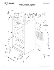 Cabinet Parts Diagram and Parts List for JFC2089WEP2  Jenn-Air Refrigerator