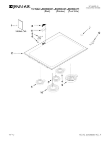 Cooktop Parts Diagram and Parts List for JES8850CAB01  Jenn-Air Range