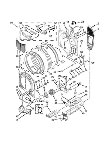 Bulkhead Parts Diagram and Parts List for MED8150EW0  Maytag Dryer