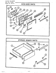 Oven Door  Parts/storage Drawer Parts Diagram and Parts List for 2970A  Amana Range