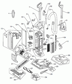 Diagram Diagram and Parts List for CH54015  Hoover Upright Vacuum