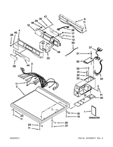Top And Console Parts Diagram and Parts List for MDG25PDAGW2  Maytag Dryer