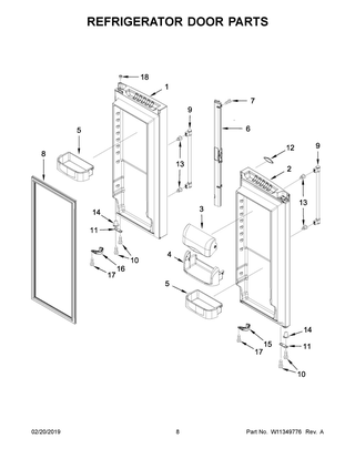 Refrigerator Door Parts Diagram and Parts List for MFF2558FEW01  Maytag Refrigerator