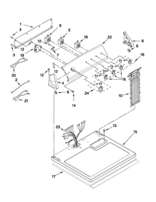 Top And Console Parts Diagram and Parts List for 4GAED4900YW0  Admiral Dryer