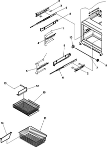 Freezer Shelving Diagram and Parts List for AFF2534FEW0  Amana Refrigerator