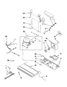 Unit Parts Diagram and Parts List for JFX2597AEP0  Jenn-Air Refrigerator