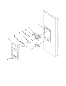 Dispenser Front Parts Diagram and Parts List for JFI2089WES2  Jenn-Air Refrigerator