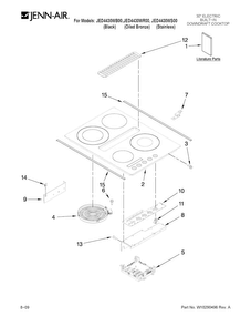Cooktop Parts Diagram and Parts List for JED4430WR00  Jenn-Air Cooktop