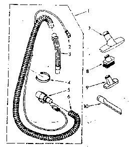 Hose And Attachment Parts Diagram and Parts List for 1162525081  Kenmore Canister Vacuum