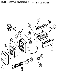 8 Cube Compact Ice Maker Diagram and Parts List for 36271-P1121801W  Amana Refrigerator
