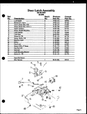 DOOR LATCH ASSY Diagram and Parts List for DDO-750  Amana Wall Oven