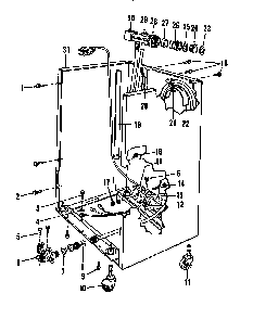 Frame Details Diagram and Parts List for DCR-225-1C-OM  Caloric Dishwasher
