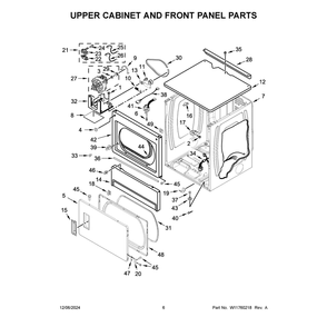 Upper Cabinet And Front Panel Parts Diagram and Parts List for MLE26PRFYW0  Maytag Dryer