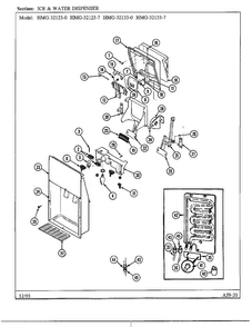 Ice And Water Dispenser Diagram and Parts List for 32123-0  Admiral Refrigerator