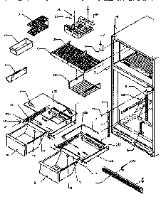Cabinet Shelving Diagram and Parts List for TX22R2-P1157706W  Amana Refrigerator