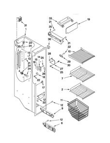 Freezer Liner Parts Diagram and Parts List for MSD2559XEB03  Maytag Refrigerator