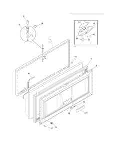 Door Diagram and Parts List for CFCH25LW1  Crosley Freezer