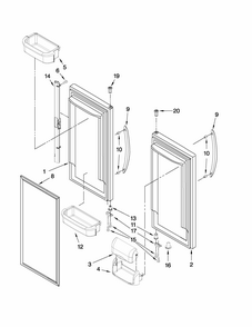Refrigerator Door Parts Diagram and Parts List for G32027WEKB3  Maytag Refrigerator