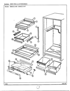 Shelves And Accessories Diagram and Parts List for 211447  Admiral Refrigerator