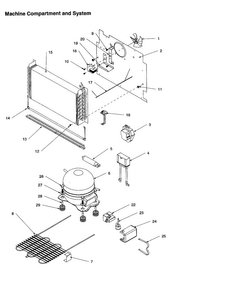 Machine Compartment And System Diagram and Parts List for AUF150KW-P1317705WW  Amana Freezer