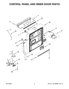 Control Panel And Inner Door Parts Diagram and Parts List for JDPSG244LS1  Maytag Dishwasher