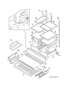Shelves Diagram and Parts List for CFD28WIQB1  Crosley Refrigerator