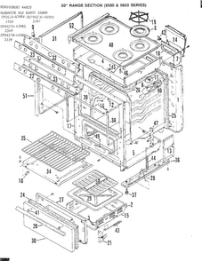 30" Range Section Diagram and Parts List for 2549  Hardwick Range