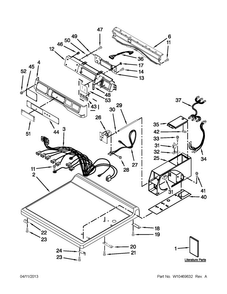 Top And Console Parts Diagram and Parts List for MDG25PDAWW2  Maytag Dryer