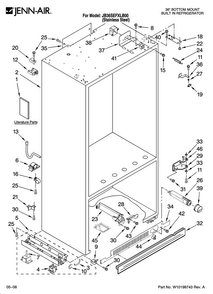 Cabinet Parts Diagram and Parts List for JB36SEFXLB00  Jenn-Air Refrigerator