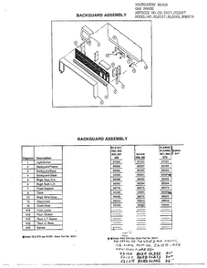 Backguard Assembly Diagram and Parts List for 2917  Amana Range