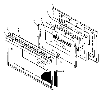 Oven Door Assembly Diagram and Parts List for RLN381UL P1143084NL Caloric Range