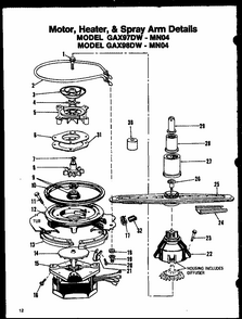 Motor (gax97dw/mn01) (gax97dw/mn02) (gax97dw/mn03) (gax98dw/mn01) (gax98dw/mn02) (gax98dw/mn03) Diagram and Parts List for GAX95DW-OA MN03 Amana Dishwasher
