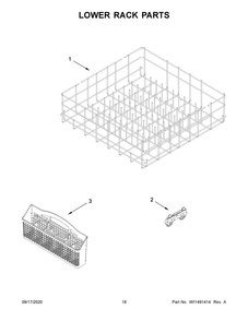 Lower Rack Parts Diagram and Parts List for ADB1400AGB3  Maytag Dishwasher