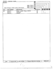 Freezer Door Page 3 Diagram and Parts List for 71153-0A  Admiral Refrigerator
